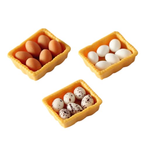 HEALSOPTHY 3 Sätze Mini verpackte Eier für kinderspielzeug spielsachen Outdoor kucheltier tischdeko esstisch Kit für simulierte Eierkartons Mini-Eier-Dekore Harz von HEALSOPTHY