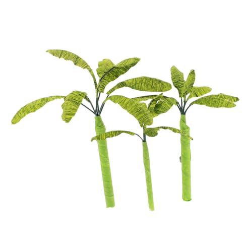 HEALSOPTHY 3 Stück Bananenbaummodell Trainieren Sie Modellbananenbäume Zuglandschaft Bananenstaude Sandtisch, Künstliche Bananenstaude Sandtisch-bananenbaumdekoration Plastik Green von HEALSOPTHY