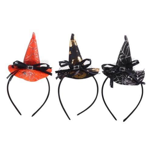 HEALSOPTHY 3 Stück Halloween Haarreif Teiliges mit Hexenhut und Spinnennetz Leichtes Komfortables Haaraccessoire für Erwachsene Kreative Kostümdeko für Halloween Party und Cosplay von HEALSOPTHY