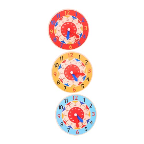 HEALSOPTHY 3 Stück Lehrmittel für Uhren holzspielzeug lernuhr Uhr Unterrichtsuhren für Puzzlematte Puzzlekleber mit Zahlenuhr kreatives Uhrenspielzeug von HEALSOPTHY