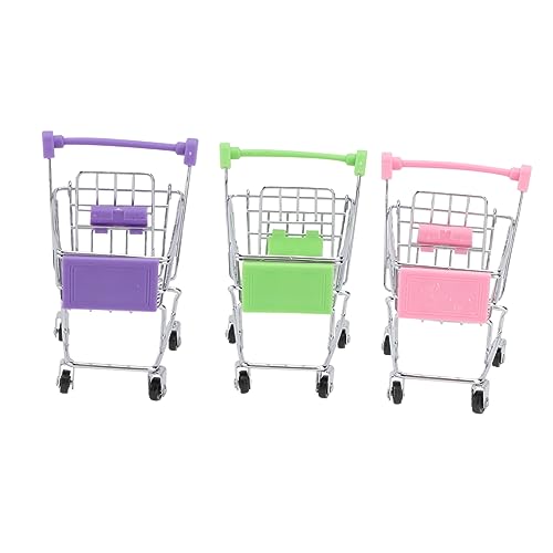 HEALSOPTHY 3 Stück Mini Einkaufswagen für Teiliges und Grün Pretend Play Trolley für Makeup und Aufbewahrung für Jungen von HEALSOPTHY