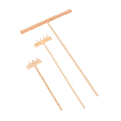 HEALSOPTHY 3 Stück Mini Sandglättungsrechen aus Naturholz Handwerkzeug für Zen Garten und Sandbox Dekoration Umweltfreundlich Präzise Miniatur Sandbearbeitung für Büro und Zuhause von HEALSOPTHY