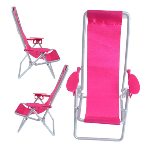 HEALSOPTHY 3 Stück Miniatur Strandstuhl Klappbar Puppenhaus Möbel Mini Deck Chair für Garten Fensterdeko Party Ornamente Realistische Mini Liegestühle für Detailreiche von HEALSOPTHY