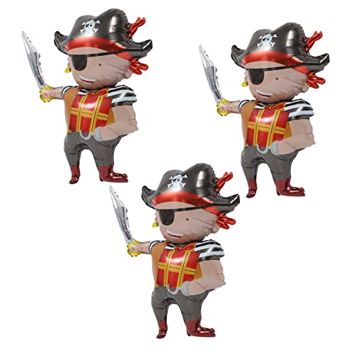 HEALSOPTHY 3 Stück Pirat Captain Ballon Aluminium Folienballon für Jungen Geburtstagsfeier Piratenparty Deko Halloween Ballons Lustige und Sichere von HEALSOPTHY