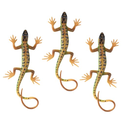 HEALSOPTHY 3 Stück Realistische Eidechsen Figuren aus Stabilem Kunststoff Detailgetreue Reptilien Modelle für Garten Deko Lernspielzeug und Terrarien Dekoration Farbecht und Widerstandsfähig von HEALSOPTHY