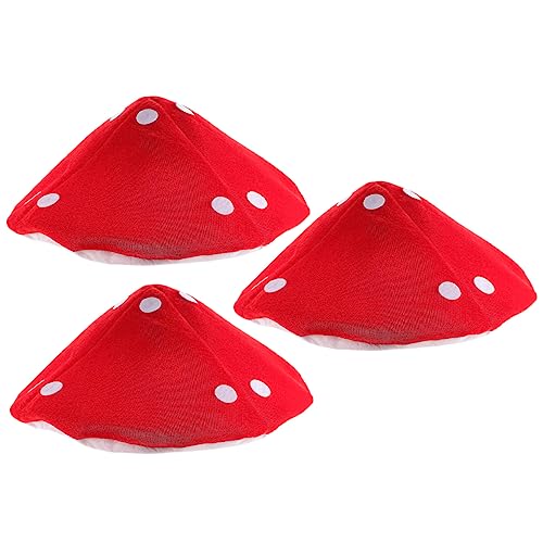 HEALSOPTHY 3 Stück Roten Pilzhut Cosplay Hut für Lustiger Partyhut mit Elastischem Band für Halloween Kostümpartys und Bühnenaufführungen Kreatives Accessoire für Jungen von HEALSOPTHY