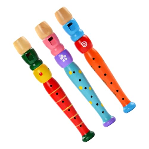 HEALSOPTHY 3 Stück Teiliges Holz Piccolo Musikinstrumente für Bunte Muster Sicher Langlebig Leichte Bauweise Musikspielzeug für Jungen Mädchen Ab Jahren Zufällige Farbe Zufällige Farbe von HEALSOPTHY