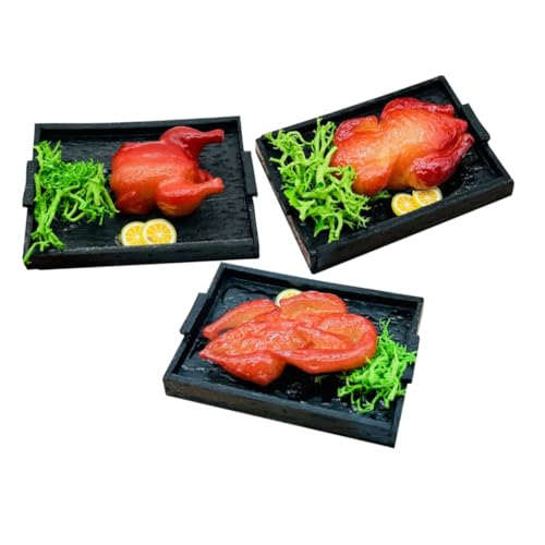 HEALSOPTHY 3 Stück Teiliges Miniatur Essspielzeug Set mit Künstlichem Brathähnchen Gans und Ente Realistische Mini Küchen Deko für Puppenhaus Szenen Festtagsstimmung Langlebige Kunststoff von HEALSOPTHY