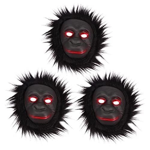 HEALSOPTHY 3 Stück Teiliges Schimpansen Halloween Masken aus Weichem Plüsch Atmungsaktiv Lustige Tiermasken für Festival Karneval Erwachsene Unisex von HEALSOPTHY