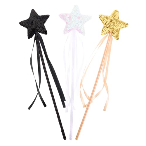 HEALSOPTHY 3 Stück Teiliges Sternförmig Glitzernde Feenstäbe für Mädchen Halloween Party Dekoration in Gold Rosa Weiß und Schwarz HEALSOPTHY 3 Stück Teiliges Sternförmig Glitzernde Feenstäbe für Mädchen Halloween Party Dekoration in Gold Rosa Weiß und Schwarz von HEALSOPTHY