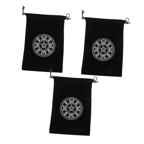 HEALSOPTHY 3 Stück Teiliges Tarot Karten Aufbewahrungstasche Kordelzugbeutel mit Pentakel Muster Langlebiges Weiches Material für Tarotkarten Schmuck und Mehr Praktisch für Unterwegs von HEALSOPTHY