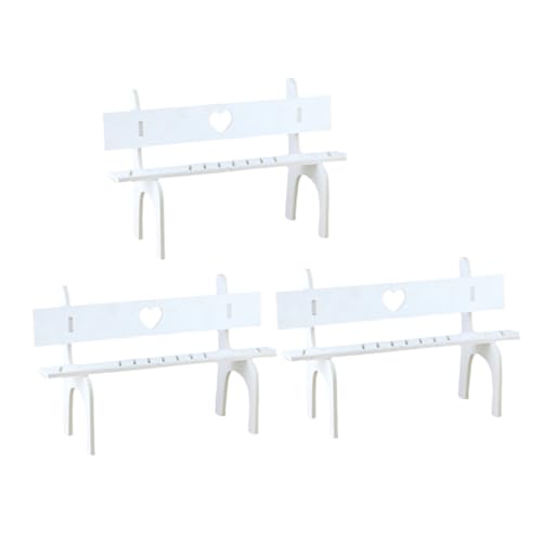 HEALSOPTHY 3 Stück Teiliges Weiße Miniatur Dekorstühle für Lange Beinpuppen Kleine Puppenhausmöbel Stabile Holzmodelle für Schreibtisch und Regaldekoration von HEALSOPTHY