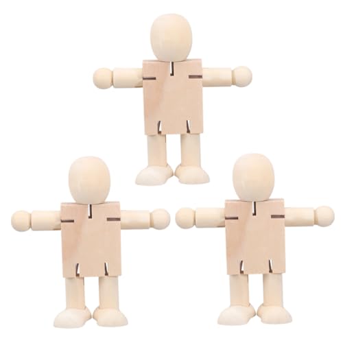 HEALSOPTHY 3 Stück unbemalte Puppen selber Machen holzspielzeug holzspielsachen Educational Toys Kreatives Roboter mit beweglichen Gelenken aus Holz DIY-Peg-Puppe Bambus von HEALSOPTHY