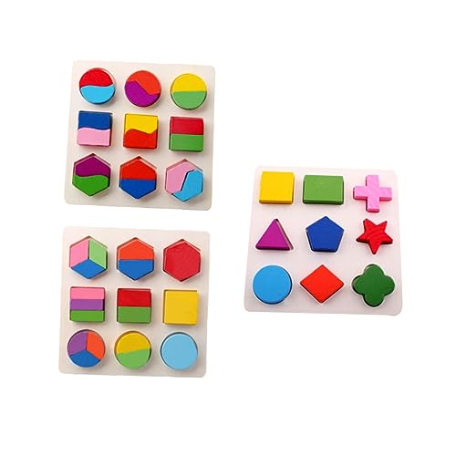 HEALSOPTHY 3 Stücke Geometrie-Puzzle Geometrietafel Hölzern von HEALSOPTHY