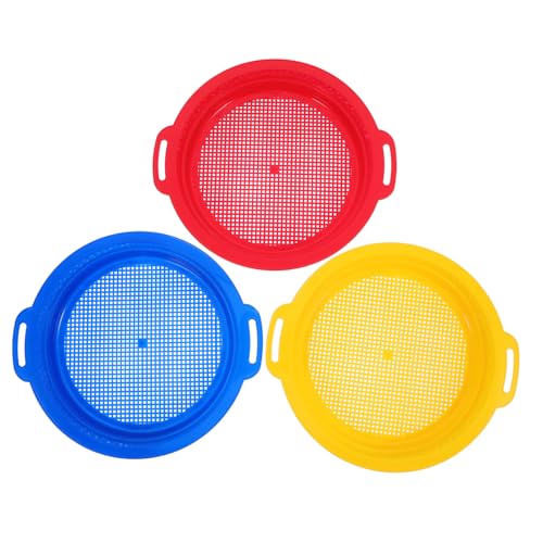 HEALSOPTHY 3 Stücke Teiliges Sandspielzeug mit Feinem Kunststoff Sandsieb für Leichter Sandfilter für Strand und Sandkasten Bunte Sandspielzeuge für Sommer und Outdoor Spielspaß von HEALSOPTHY