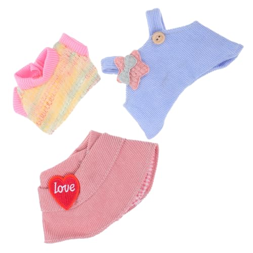 HEALSOPTHY 3 Teiliges Puppenkleidungsset Puppenkleid Outfits Puppenkostüm Puppen T Shirt Puppenkleidung Puppengarderobe Zubehör Miniatur Puppenzubehör Mädchen Puppenhemd Puppenhaus von HEALSOPTHY