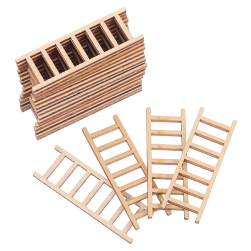 HEALSOPTHY 30 Stück Teiliges Miniatur Leiter Modell Holzleiter Deko für Puppenhaus Bonsai Garten Sandlandschaft Realistische Kleine Holztreppe für DIY Mini Möbel Zubehör und Szene Dekoration von HEALSOPTHY