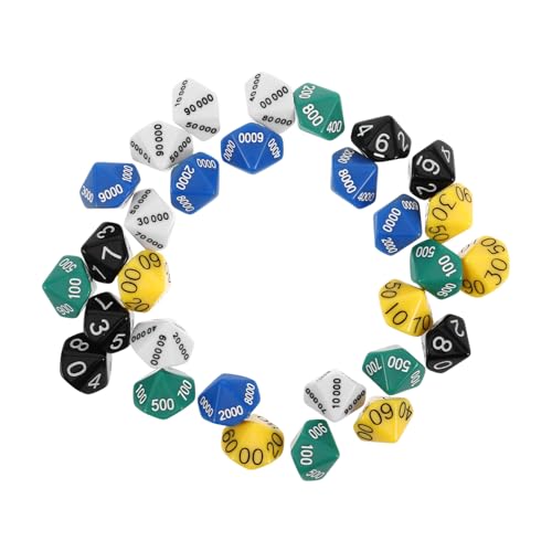 HEALSOPTHY 30 Stück Teiliges Polyedrisches Würfelset mit Großen Zahlen Farblich Gemischte Stellenwertwürfel für Brettspiele Vielseitige Spielwürfel Requisiten für Rollenspiele und von HEALSOPTHY
