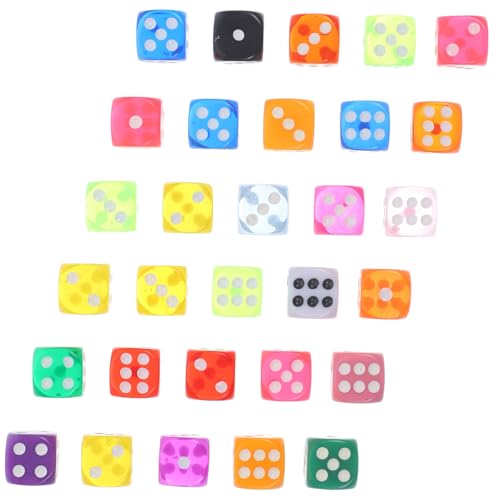 HEALSOPTHY 30 Stück Teiliges Transparente Resin Würfel Bunte Seitige Spielwürfel für Brettspiele Party Deko Leichtes Robustes Würfelspielzubehör für Erwachsene von HEALSOPTHY