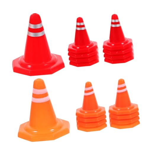 HEALSOPTHY 30 Stück Teiliges Verkehrskegel aus Robustem Material Leichte Sandtisch Deko für Pädagogisches Lernspielzeug Vielseitige Miniatur Verkehrszeichen für Bastel und Spielszenen von HEALSOPTHY