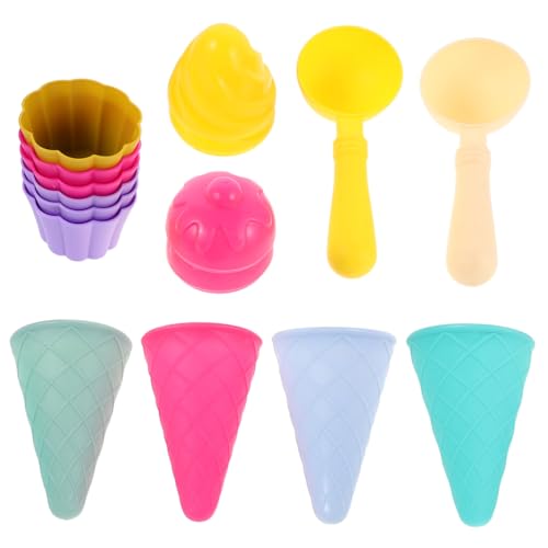 HEALSOPTHY 3Er-Set Teiliges Sandspielzeug Eiscremeformen mit Eistüten und Eislöffel für Strandspielzeug Außenbereich Kreatives Strandspielzeug für Eltern Junge Mädchen Spiel von HEALSOPTHY