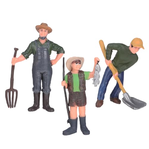 HEALSOPTHY 3Stücke Landarbeiter Figuren Realistische Miniaturspielzeug Menschen für Puppenhaus und Farm Handbemalt Verschiedene und Wiederverwendbar von HEALSOPTHY