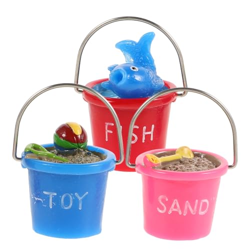 HEALSOPTHY 3Stücke Strand Eimer Aus Resin Dekorative Wasser Eimer Für Puppenhaus Strandspielzeug Garten Deko Und Weihnachtsdekoration von HEALSOPTHY