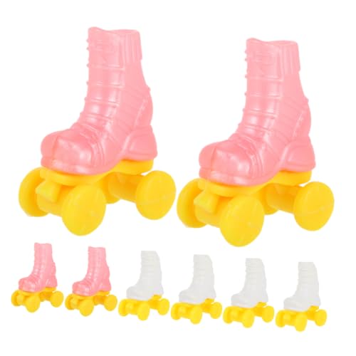 HEALSOPTHY 4 Paare Roller Skates von Puppendekorationen Babypuppenschuhe Zubehör für die Puppenherstellung Mini-Schuhe Rollschuhe für Puppendekoration Miniatur-Schlittschuh Plastik von HEALSOPTHY