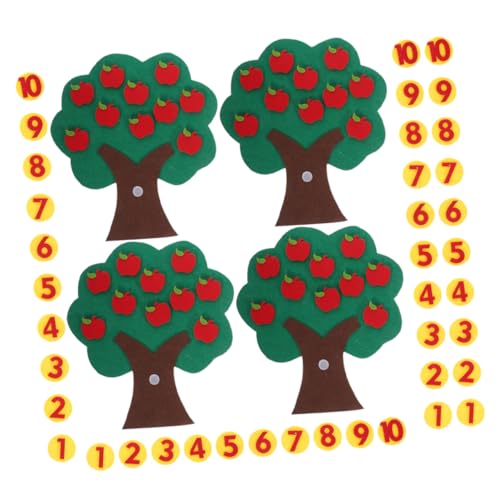 HEALSOPTHY 4 Sätze DIY Filz Baum Lernspielzeug Kindergarten Mathe Puzzle mit Zahlen Nicht Gewebtes Kognitives Zählspiel für Vorschulkinder Kreatives Filzspielzeug für Mathe und Rollenspiele von HEALSOPTHY