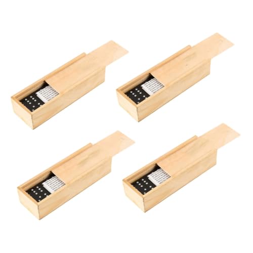 HEALSOPTHY 4 Sätze Teiliges Domino Spiel aus Holz Schwarzes Domino mit Aufbewahrungsbox Leichtes Tragbares Familienspiel Geeignet für Drinnen und Draußen Interaktives Lustiges von HEALSOPTHY