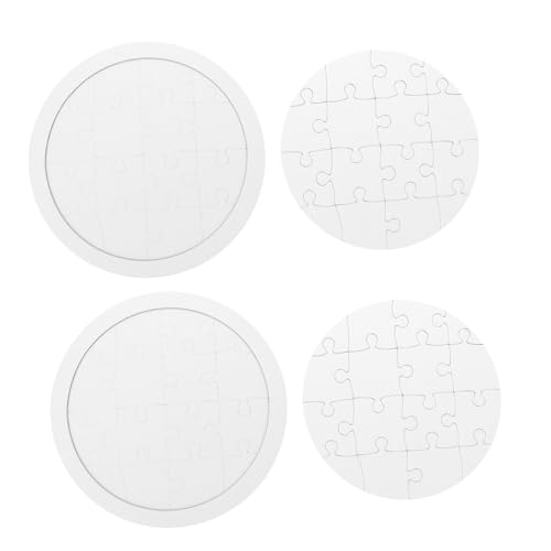 HEALSOPTHY 4 Sätze Teiliges Rundes Blanko Puzzle zum Anmalen DIY Puzzle aus Papierboard Glatte Sichere Oberfläche Fördert Feinmotorik und Kreativität mit Vielseitigen Malmaterialien von HEALSOPTHY