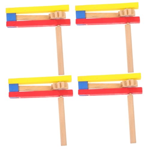 HEALSOPTHY 4 Stck Teiliges Holz Kastagnetten mit Langem Griff Robustes Percussion Instrument für Ergonomisch Geformt Langlebig Pädagogisches Musikspielzeug für Musikalische Früherziehung von HEALSOPTHY