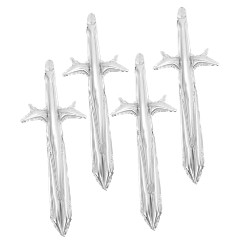 HEALSOPTHY 4 Stück Aufblasbares Schwerter Forderung Säbel lustiges Piratenschwert- Kleines Piratenschwert Aufblasbares Spielzeugschwert Cosplay- Aluminiumfolie Silber von HEALSOPTHY