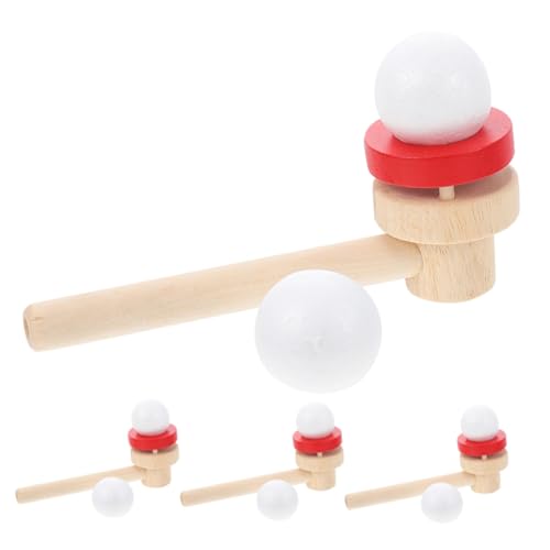 HEALSOPTHY 4 Stück Balance Blowing Toys mit Schwebenden Holz bällen Interaktives Pustespiel zur Konzentrationsförderung und Kognitiven Entwicklung für Erwachsene Langlebiges Lernspielzeug von HEALSOPTHY