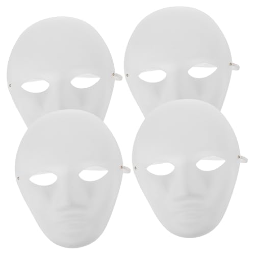 HEALSOPTHY 4 Stück DIY Handbemalte Weiße Papiermasken zum Bemalen Blanke Masquerade Masken für Kostümpartys Halloween Karneval Cosplay und Kreative Bastelprojekte von HEALSOPTHY