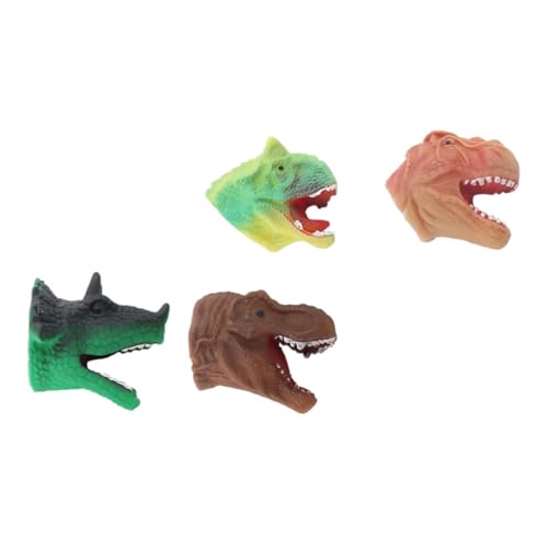 HEALSOPTHY 4 Stück Dinosaurier Fingerpuppen aus Langlebigem Kunststoff Kreative Dino Kopf handpuppen für Interaktives und Geschichten Erzählen für Eltern Junge Mädchen Kommunikation von HEALSOPTHY