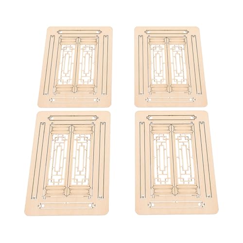 HEALSOPTHY 4 Stück Fenstergebäudemodell Möbel Puppenhauszubehör Miniatur-holzrahmen Puppenhausfenster Aus Holz Puppenhaus-holzrahmen Mini-fensterrahmen Miniatur-zubehör Hölzern Light Brown von HEALSOPTHY