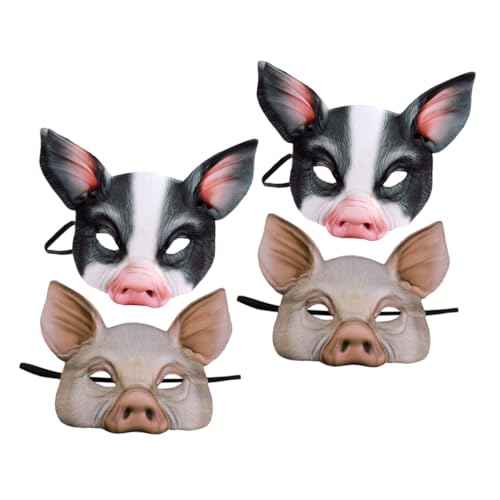 HEALSOPTHY 4 Stück Für Verkleidungszubehör Einzigartige Maskerade Halloween Zubehör Halbes Tierkleid Lustige Dekorative Maske Requisite Osterschwein Party Requisiten Karneval von HEALSOPTHY