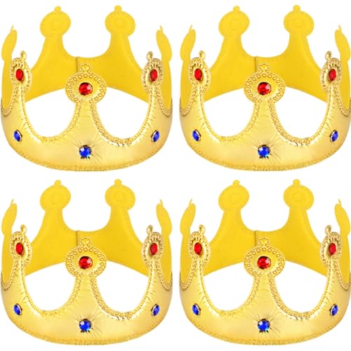 HEALSOPTHY 4 Stück Geburtstagshüte für Leichte und Sichere Stoffhüte Glänzende Kronen Designs für Kindergeburtstagsfeiern Fotorequisiten und Party Accessoires von HEALSOPTHY