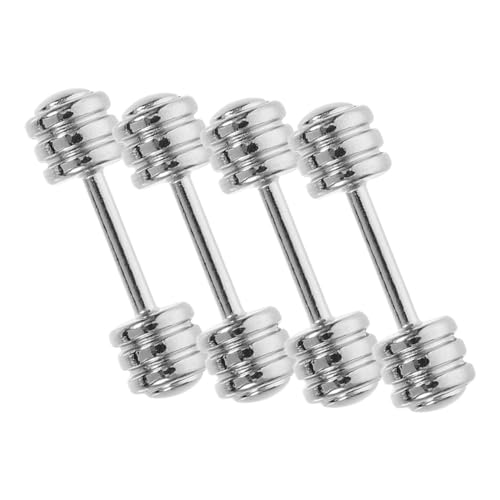HEALSOPTHY 4 Stück Hantelmodell puppenhaus deko Mädchen Miniaturen Puppenhaus Miniatur Figur Bausatz Mini-Sportmodell Miniatur-Puppenhauszubehör Mini-Sportgeräte Legierung Silver von HEALSOPTHY