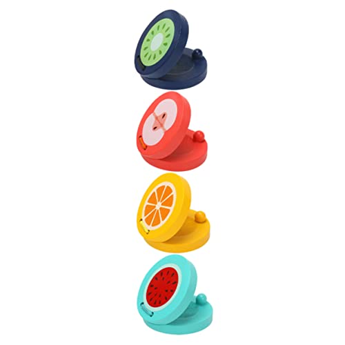 HEALSOPTHY 4 Stück Holz Obst Kastagnetten Teiliges Musikspielzeug Percussion Instrumente Frühe Musikalische Bunte Früchtemuster Pädagogisches Holzspielzeug für Jungen Mädchen von HEALSOPTHY