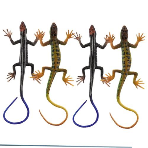 HEALSOPTHY 4 Stück Künstliche Simulation Eidechsendekoration Eidechsenfiguren Simulation Tierfigur Simulation Von Tierfiguren Lebensechte Eidechsenstatue Eidechsenmodell Plastik von HEALSOPTHY
