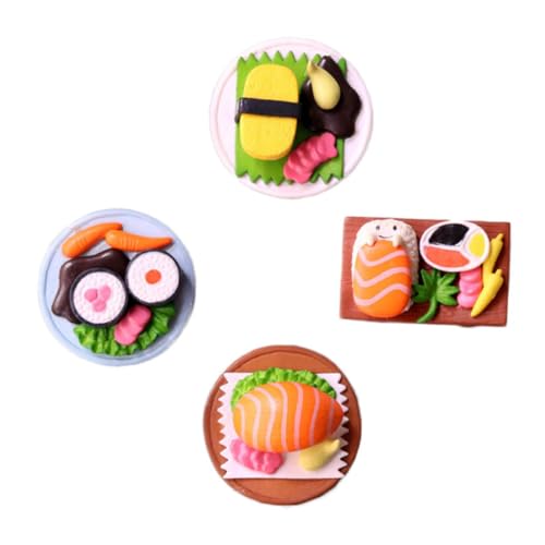 HEALSOPTHY 4 Stück Künstliche Sushi Deko Teilig Miniatur Japanische Lebensmittel Modelle Lebensecht Bunte Tischdekoration für Freunde Familie von HEALSOPTHY