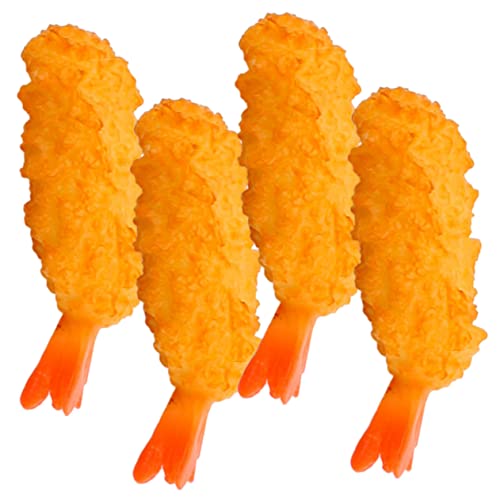 HEALSOPTHY 4 Stück Künstliche Tempura Garnelen Realistisches Falsches Lebensmittel Modell für Restaurant Deko Fotografie und Küchen Dekoration von HEALSOPTHY