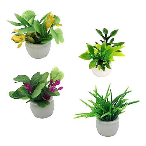 HEALSOPTHY 4 Stück Miniatur-Landschaftsdekor Desktop-Ornamente für zu Hause Puppenmöbel gefälschte Pflanze puppenhauszubehör grünpflanzen Zubehör für Puppenhäuser Miniatur Bonsai Plastik von HEALSOPTHY