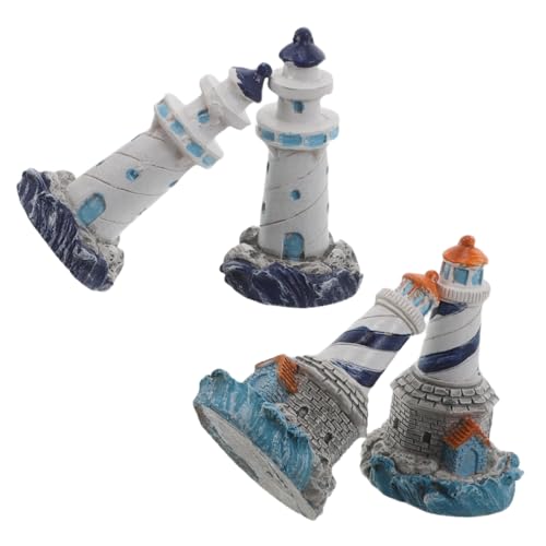 HEALSOPTHY 4 Stück Miniatur Leuchtturm Figuren aus Harz Mediterraner Stil Nautische Tischdekoration für Garten Aquarium Mikrolandschaft und Geschenkanlass von HEALSOPTHY