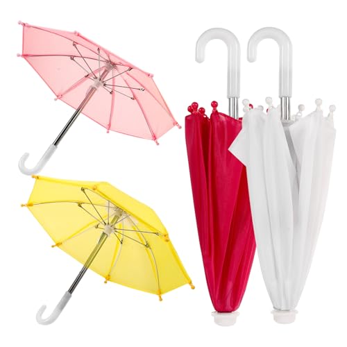 HEALSOPTHY 4 Stück Miniatur Puppenhaus Regenschirm Farbige Dekorative Puppenschirme Detailgetreu Gestaltete Miniatur Dekoration für Puppenhäuser Robust und Stilvoll Geeignet für Puppen und von HEALSOPTHY