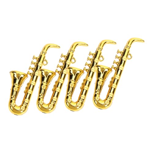 HEALSOPTHY 4 Stück Modell eines Saxophon-Miniaturinstruments Mini-Instrumente Kind Musikalisches Miniaturinstrument Simulation Saxophon Miniatur-Saxophon Miniaturmodell eines Musikinstruments von HEALSOPTHY