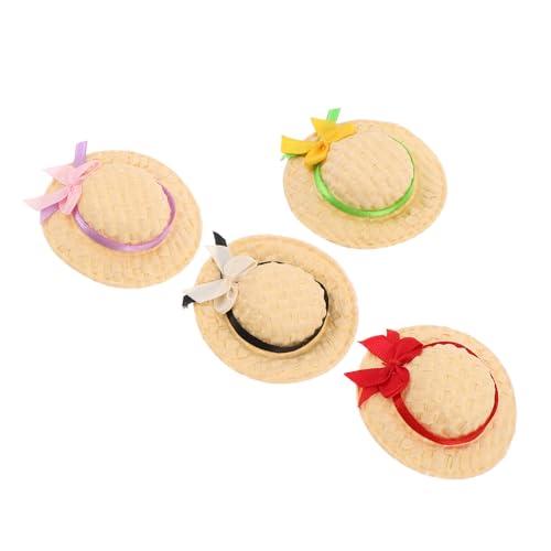 HEALSOPTHY 4 Stück Puppendeko Hüte Miniatur Webhüte Kleiner Puppenhut Mini Zylinderhut Zum Basteln Puppen Miniaturhut Kleiner Sombrero Handgewebte Minihüte Kleine Strickmütze Kleine von HEALSOPTHY