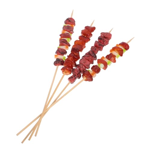HEALSOPTHY 4 Stück Realistische Teiliges BBQ Grillspieße Set Künstliches Fleisch Modell Küchen Requisite für DIY Projekte Fotografie Party Dekoration Zubehör Kochutensil von HEALSOPTHY